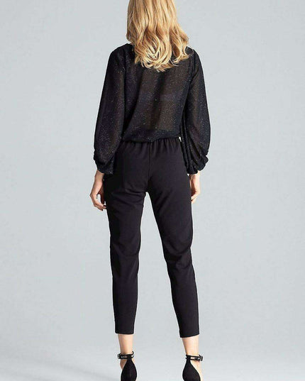 Elegant Maritime Striped Women's Elastic-Waist Trousers