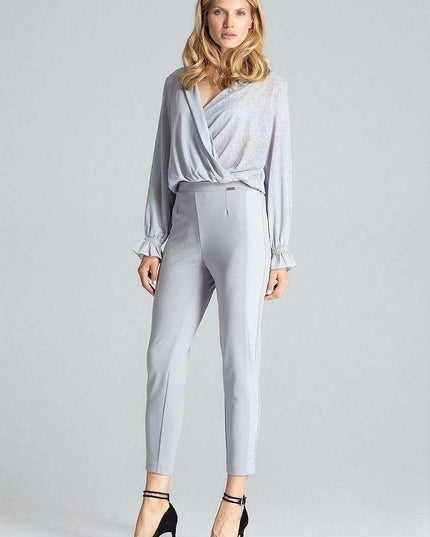 Elegant Maritime Striped Women's Elastic-Waist Trousers