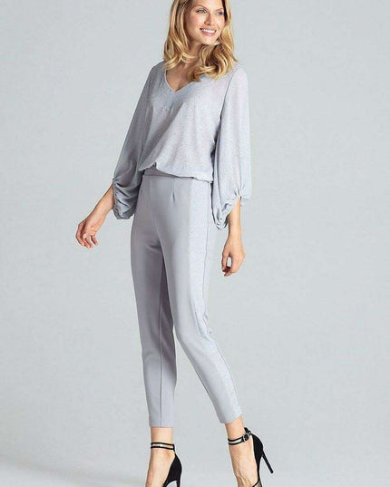 Elegant Maritime Striped Women's Elastic-Waist Trousers