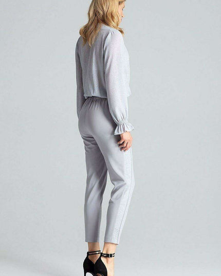 Elegant Maritime Striped Women's Elastic-Waist Trousers