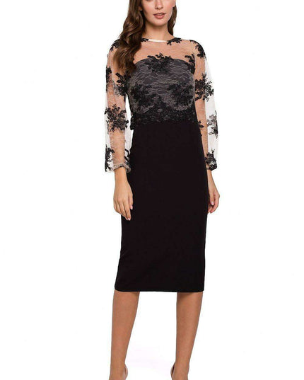 Elegant Guipure-Sleeved Cocktail Dress