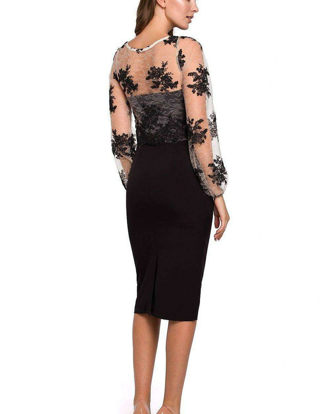 Elegant Guipure-Sleeved Cocktail Dress