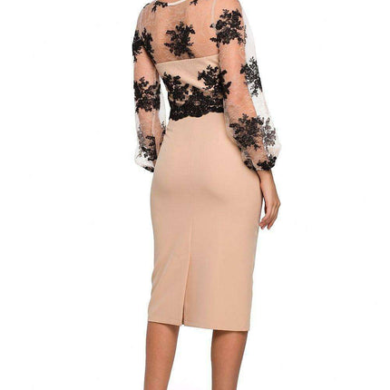 Elegant Guipure-Sleeved Cocktail Dress