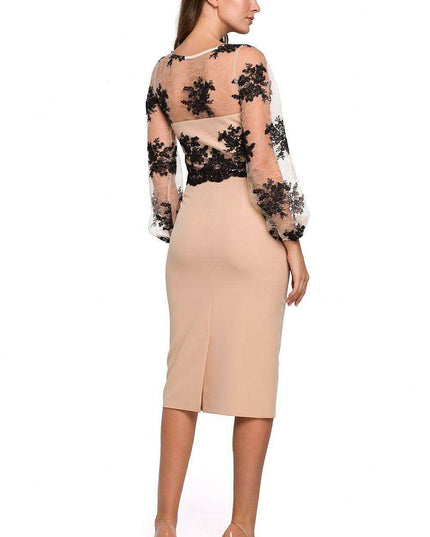 Elegant Guipure-Sleeved Cocktail Dress