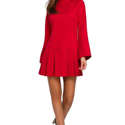 Chic Stand-Up Collar Cocktail Dress with Flared Sleeves