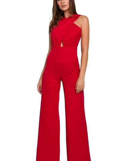 Chic Striped Jumpsuit with Crosswise Design for Stylish Events