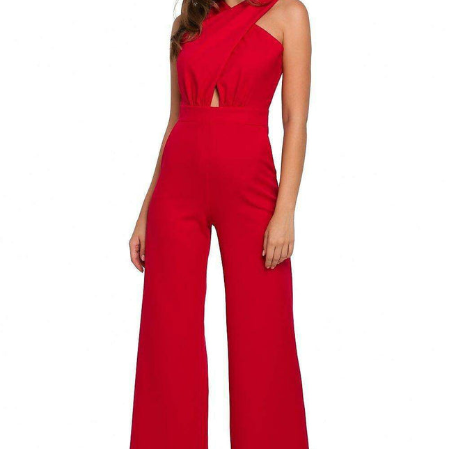 Chic Striped Jumpsuit with Crosswise Design for Stylish Events