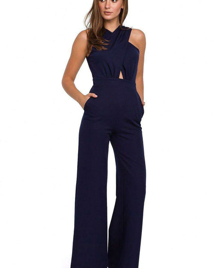 Chic Striped Jumpsuit with Crosswise Design for Stylish Events