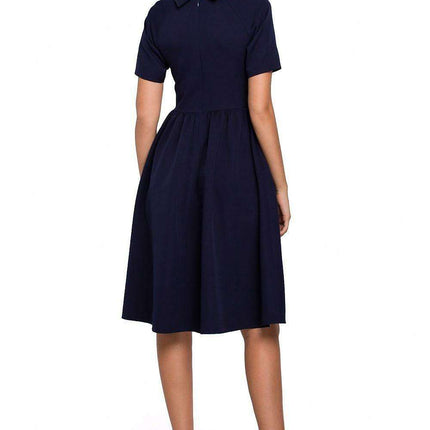 Elegant Ruffled Daydress with Rolled Collar