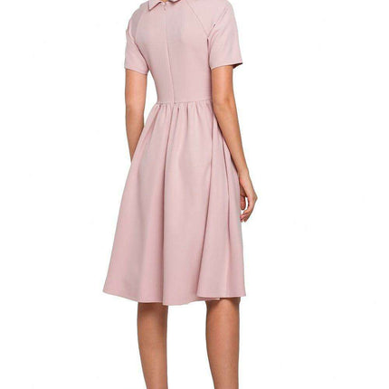 Elegant Ruffled Daydress with Rolled Collar