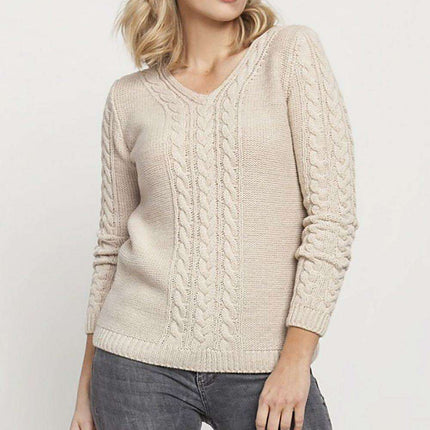 Elegant V-Neck Sweater with Stylish Pleated Details