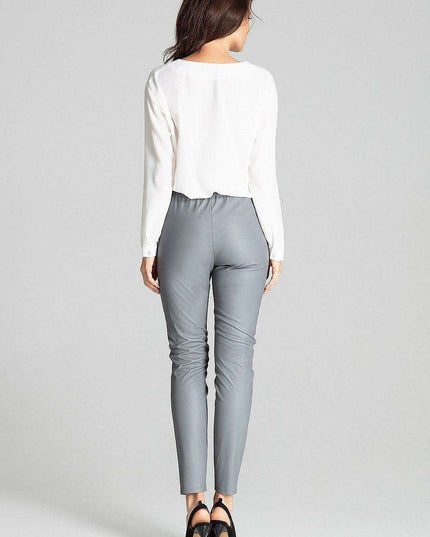 Sustainable Chic: Eco-Leather Tailored Trousers with Practical Patch Pockets in Classic Black