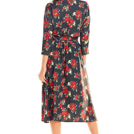 Chic Midi Dress with Stylish Prints and Complementary Waist Belt