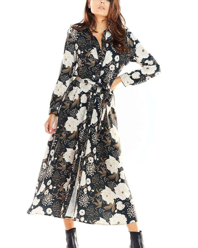 Chic Flared Maxi Dress with Adjustable Belt