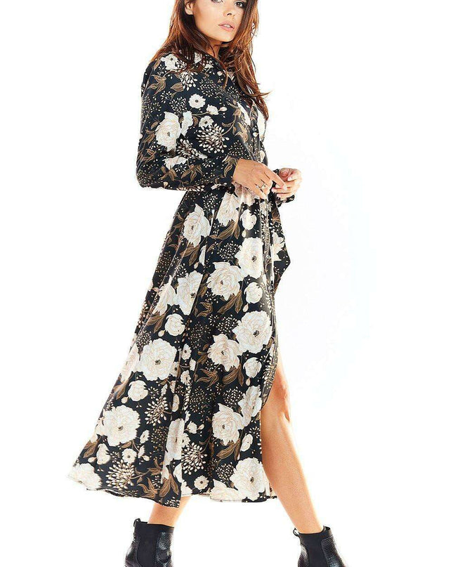 Chic Flared Maxi Dress with Adjustable Belt