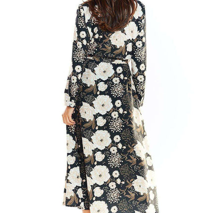 Chic Flared Maxi Dress with Adjustable Belt