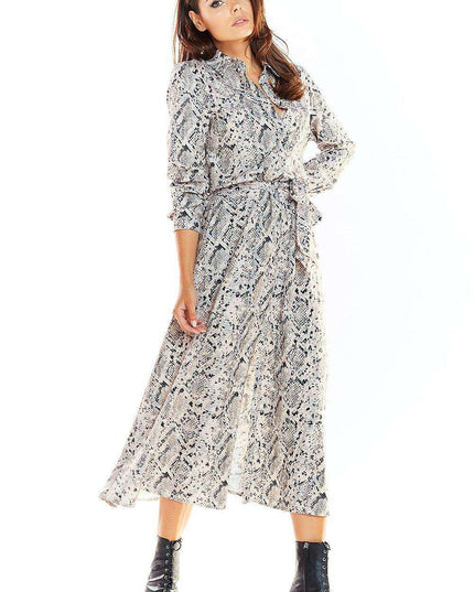 Chic Flared Maxi Dress with Adjustable Belt