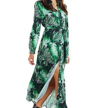 Chic Flared Maxi Dress with Adjustable Belt