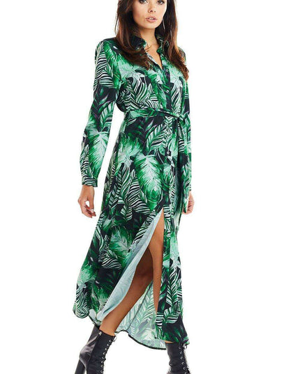 Chic Flared Maxi Dress with Adjustable Belt