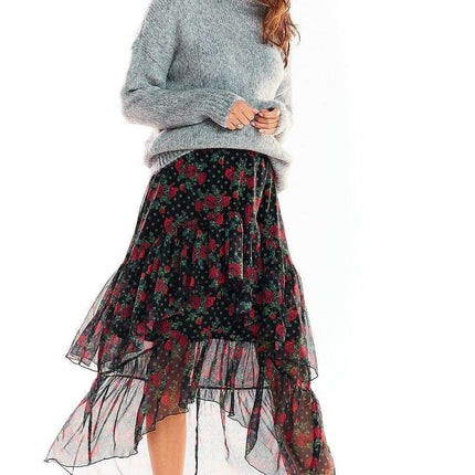 Stylish Asymmetrical Chiffon Maxi Skirt with Unique Prints