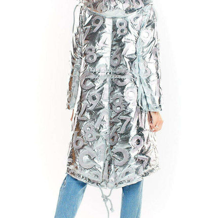 Sleek Modern Oversized Glossy Coat with Snap Fastening