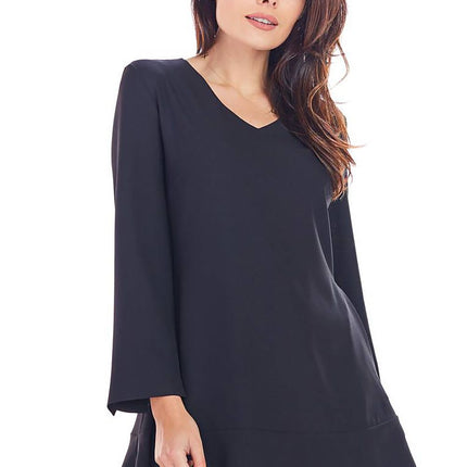 Elegant Frill Mini Dress with Golden Button Accents - Timeless Charm and Style - Très Elite