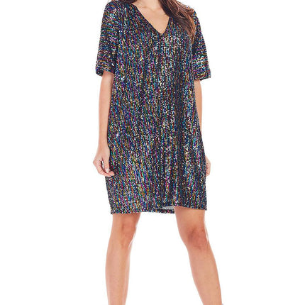 Glamorous Sequin-Embellished Knit Mini Dress - Très Elite