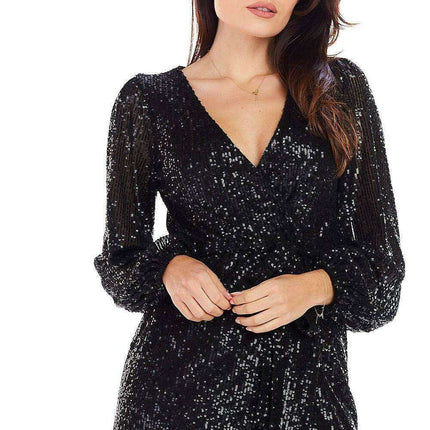 Sparkling Sequin Evening Gown with Cinched Waist Detail