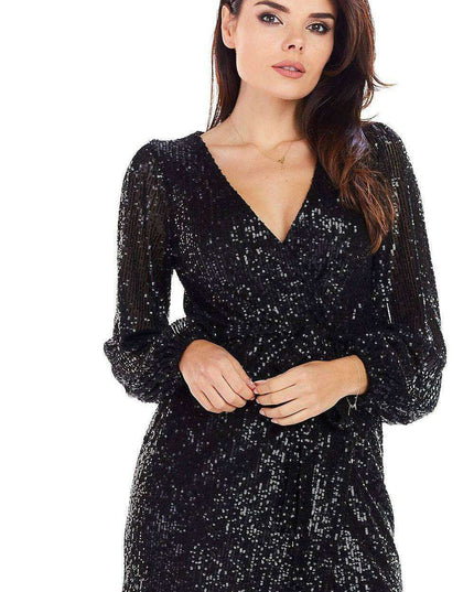 Sparkling Sequin Evening Gown with Cinched Waist Detail