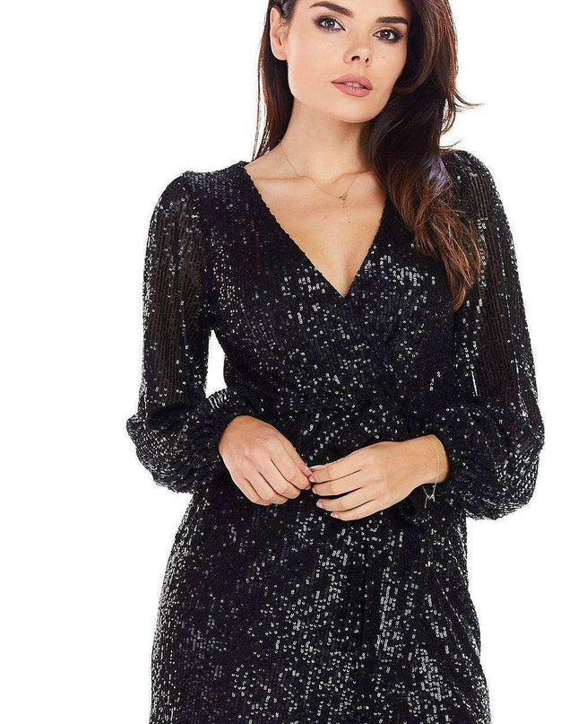 Sparkling Sequin Evening Gown with Cinched Waist Detail