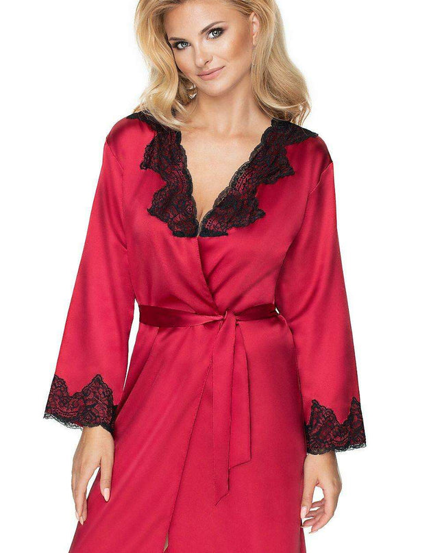 Luxurious Burgundy Lace Adorned Robe