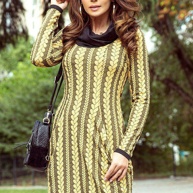 Honey Plaid Turtleneck Dress by Numoco