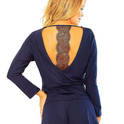 Elegant Lace-Back Viscose Blouse and Shorts Set