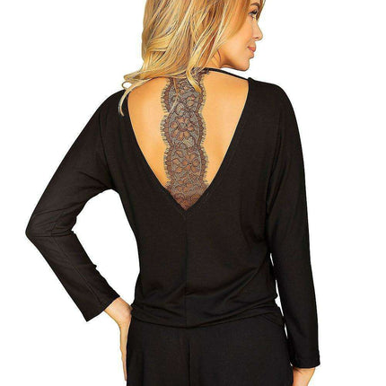 Elegant Lace-Back Viscose Blouse and Shorts Set