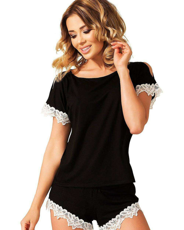 Elegant Lace-Embellished Viscose Sleepwear Set