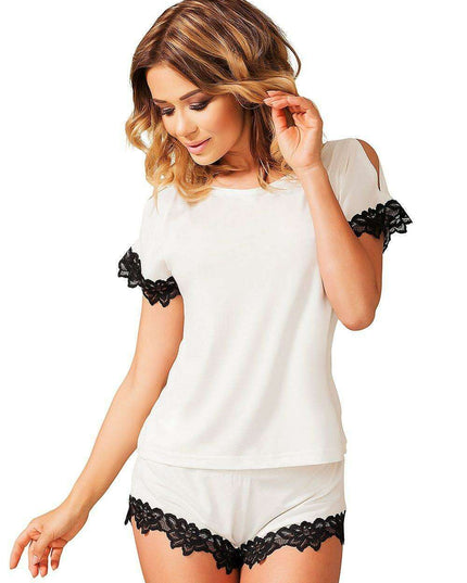 Elegant Lace-Embellished Viscose Sleepwear Set