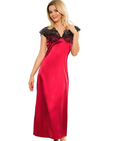 Luxe Satin Lace-Trimmed Slip Dress for Women by Mactan