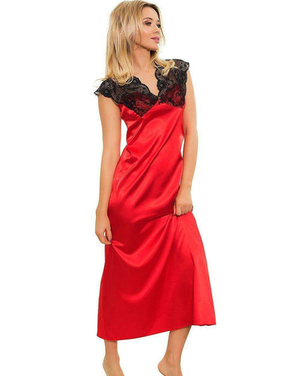 Luxe Satin Lace-Trimmed Slip Dress for Women by Mactan