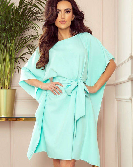 Olive Green Butterfly Dress with Belt by Numoco