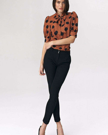 Chic Viscose Blouse With Elbow Sleeves And Stylish Neckline