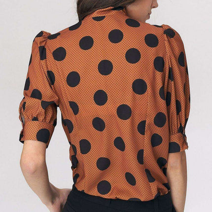 Chic Viscose Blouse With Elbow Sleeves And Stylish Neckline