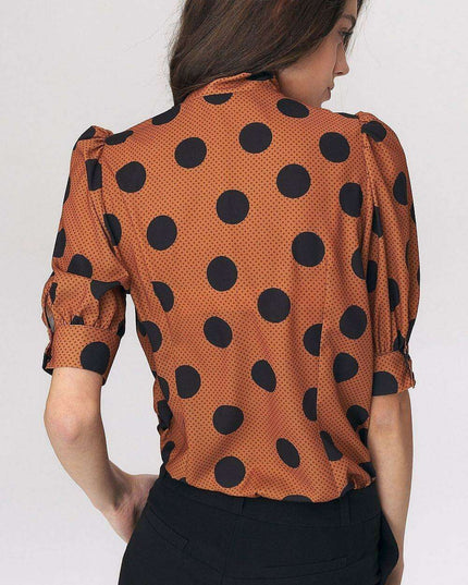 Chic Viscose Blouse With Elbow Sleeves And Stylish Neckline