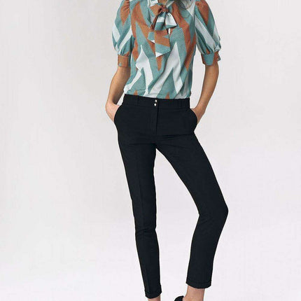 Chic Viscose Blouse With Elbow Sleeves And Stylish Neckline