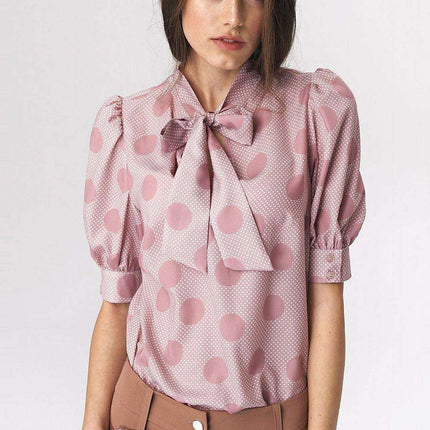 Chic Viscose Blouse With Elbow Sleeves And Stylish Neckline