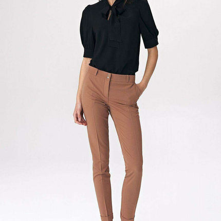 Chic Viscose Blouse With Elbow Sleeves And Stylish Neckline