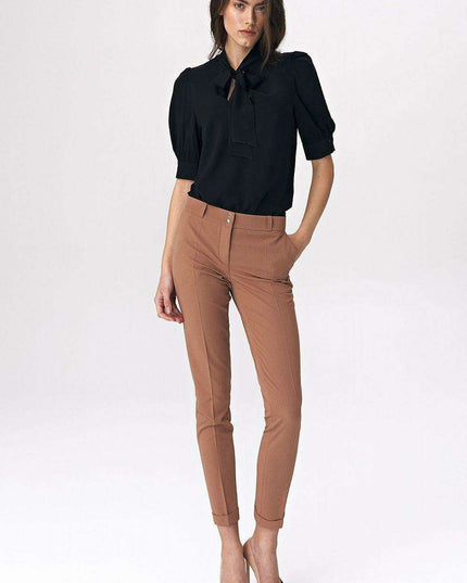 Chic Viscose Blouse With Elbow Sleeves And Stylish Neckline