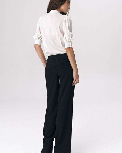 Chic Viscose Blouse With Elbow Sleeves And Stylish Neckline