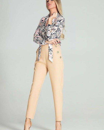 Elegant Leopard Print Blouse with Sash Tie and Long Sleeves