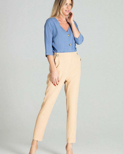 Chic Cuffed Blouse with Playful Cheese Neckline