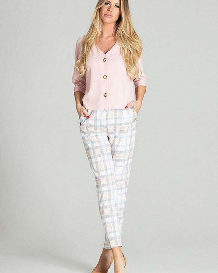 Chic Cuffed Blouse with Playful Cheese Neckline